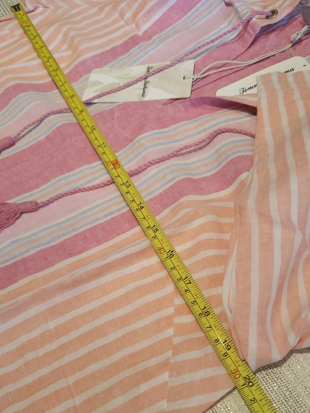 Tommy Bahama NEW Hoodie Top 3/4 Sleeve Baja Tunic Pullover Cotton Linen Women M - Picture 12 of 16